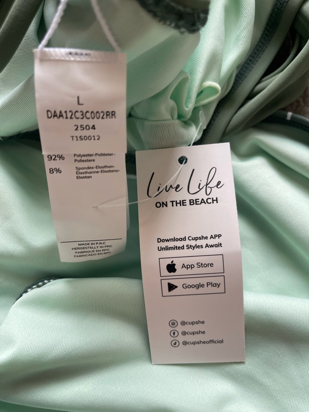 Cupshe Tropical Floral Lace-Up Bralette & Tie-Side Bikini Set NWT Size L - Picture 4 of 4